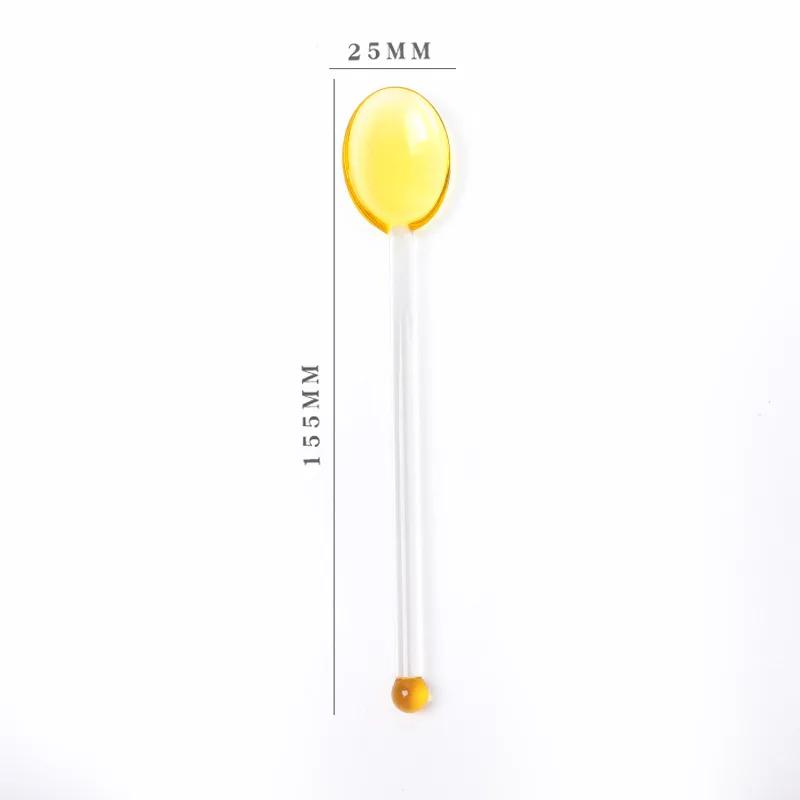 1pc Glass Dinnerware Spoon Tea Dessert Coffee Ice Cream Accessories Bar Tools New Long Handle Kitchen Accessories