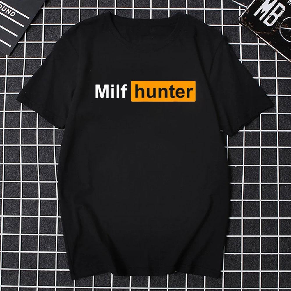 MILF Hunter | Funny Adult Humor Joke for Men Who Love Milfs T-Shirt Men Clothing Tops Graphic T Shirts  Camisetas Streetwear