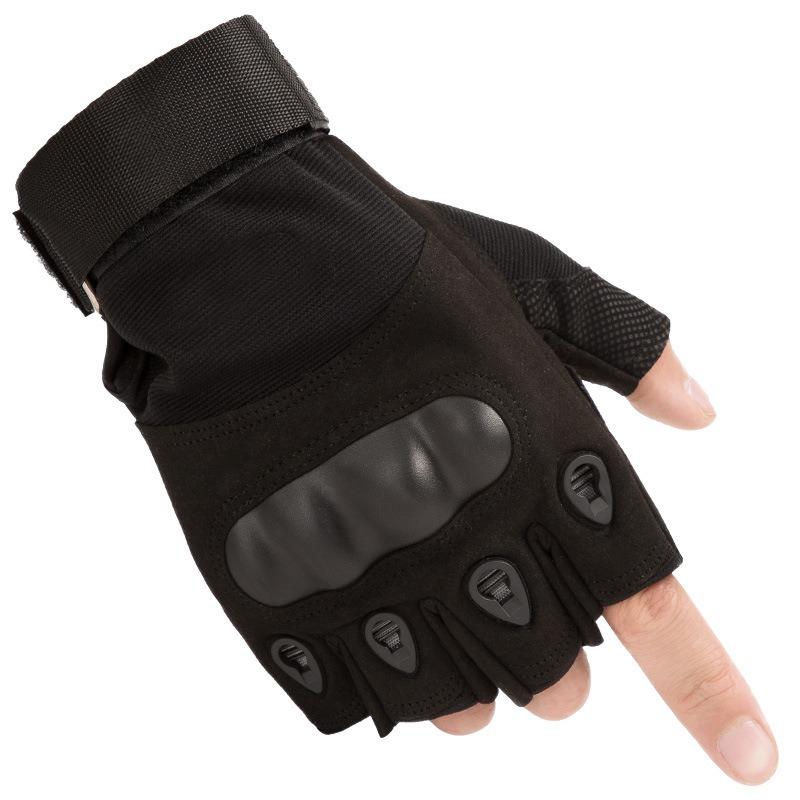 Guanti Tattici Fan Militari Prestazioni sul Campo Nero Outdoor Britannico Equitazione Taglio Resistente Sport Fitness Guanti a Metà Dito con Guscio Duro