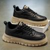 Men's Shoes 2025 New Autumn Low-top Board Shoes Men's Leather Surface Casual Versatile Sports Thick-soled Wear-resistant Tooling Trendy Shoes