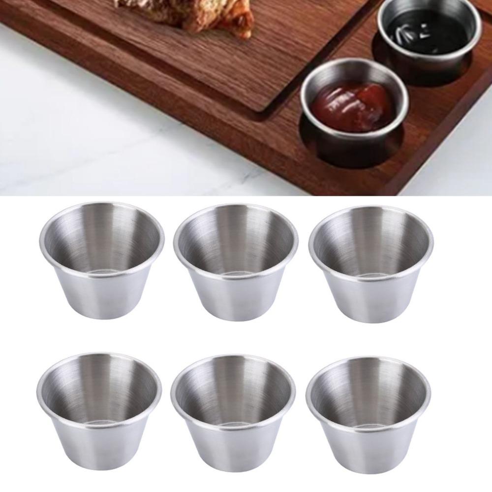 6 Pcs 70ml Dipping Sauce Bowls Leakproof Stainless Steel Sauce Cups  Outdoor Activities