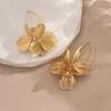 Gold Flower Earrings Statement Earrings for Women Elegant Floral Jewelry for Women Gold Statement Earrings Unique Flower Design