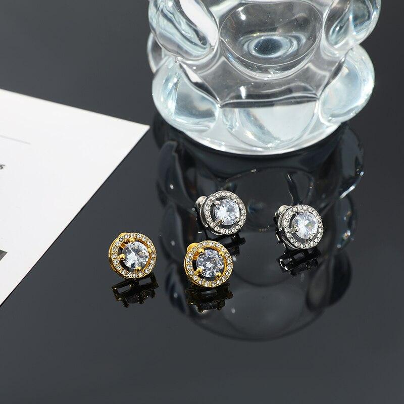 2 Stück Kristall Ohrringe für Damen Mode Trendy Runde Stecker Ohrringe Feiertagsparty Geschenke
