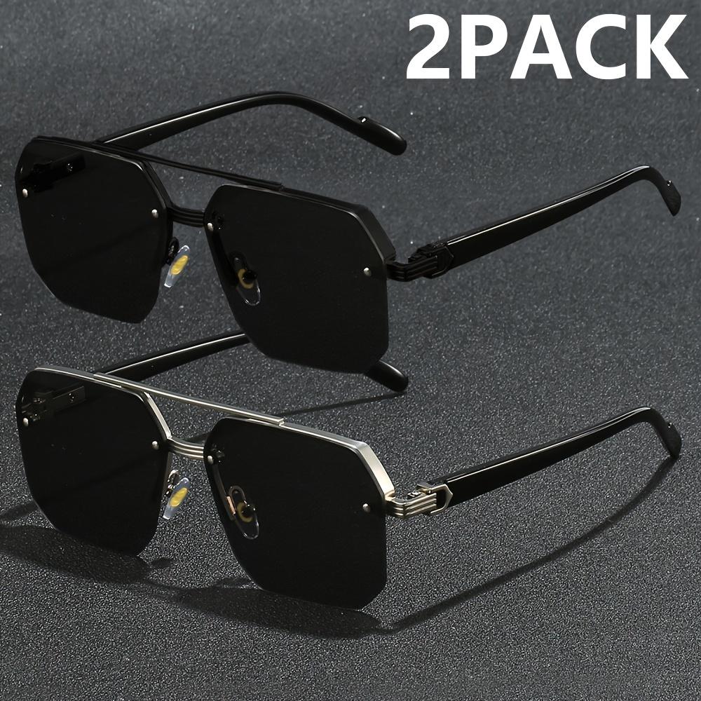 2PCs semi-rimless Stylish glasses for men and women-zinc alloy frame PC lenses perfect for summer parties casual streetwear