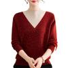 Mom's Velvet Thickened Knit Two-Piece Sweater for Autumn/Winter - Mid-Age Half-High Collar