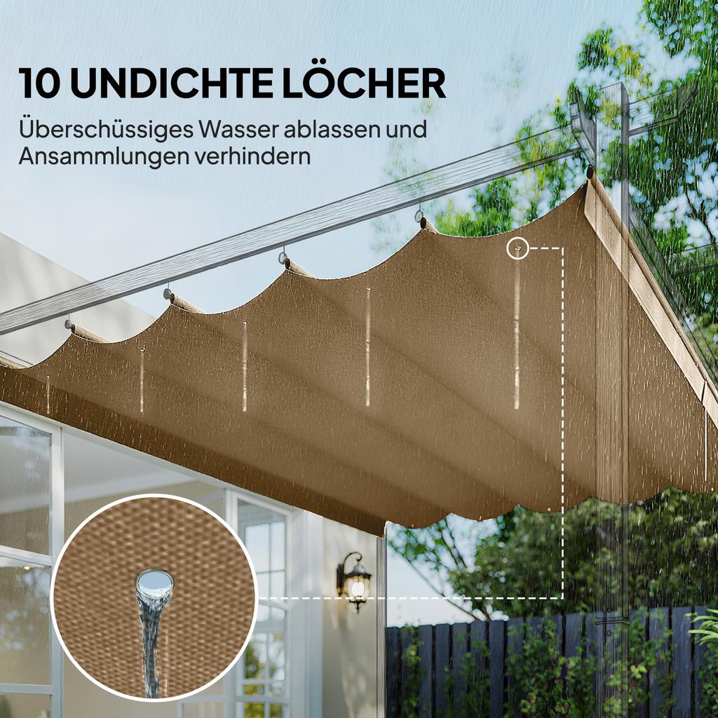 Retractable Pergola Cover, 2.55 X 2.5 M Replacement Canopy Fabric for 3 X 3 M Frame, Roof Top Only, Tan