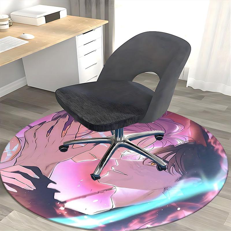 1pc Anime Design Round Carpet - Office Chair Pad, Chair Mat