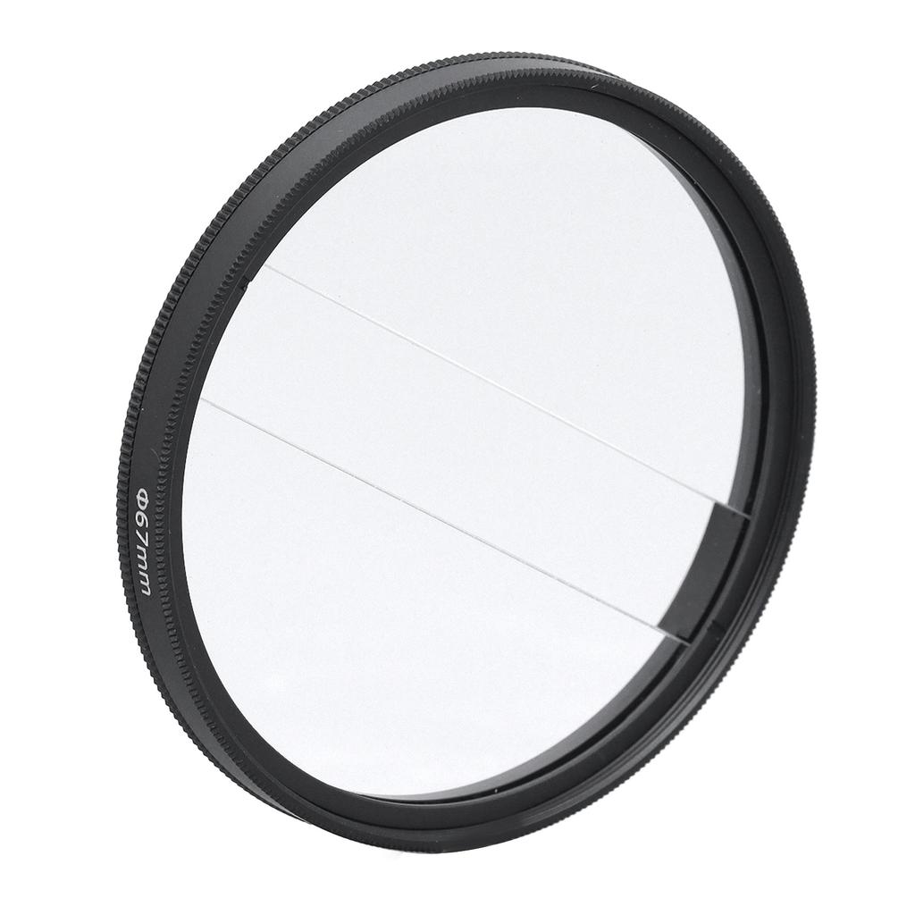 62mm Doppelter Split Diopter Filter Glas Doppelter Halbmond Unschärfe Spezialeffektfilter für Spiegellose
