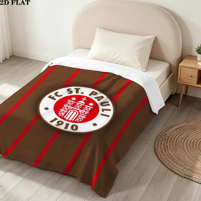 FC San Pauli Logo Print Flannel Blanket High Quality Warm Comfortable Cover for All Seasons Perfect for Gifts Home Decor