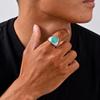 High Quality Natural Stone Ring for Men,Stainless Steel Turquoise Green Doling Signet Ring,Punk Jewelry Gift