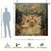 Whimsical Cat Shower Curtain Set, Floating Feline with Koi, Oil Painting Style,  Waterproof Polyester, Modern Bathroom Decor