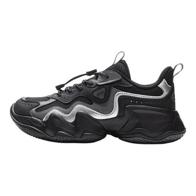 Li Ning ילדים סדרת לייף סטייל ספורטיבי עור סינתטי חייזר אופנתי נוח רב-תכליתי נעלי קז'ואל ריבאונד נעלי קז'ואל לילדים שחור YKCV250-1
