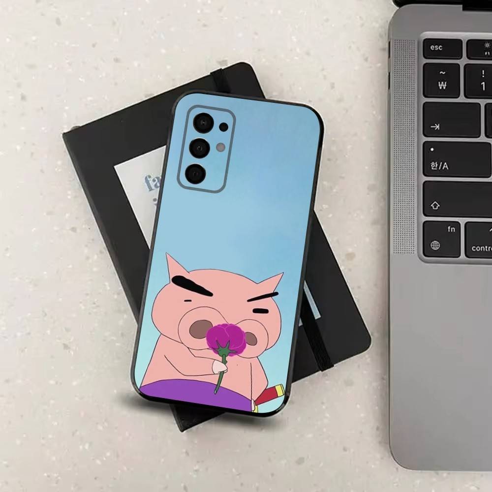 Ctue B-BURIBURIZAEMON Pig Phone Case For Samsung Galaxy A13,A21s,A22,A31,A32,A52,A53,A71,A80,Soft Black Shell