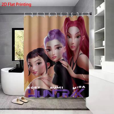 1 pieza Grupo de Chicas Kpop Impresión de Escenario Cortina Colgante de Privacidad para Mampara de Ducha Baño con 12 Ganchos Múltiples Tamaños Fácil Instalación