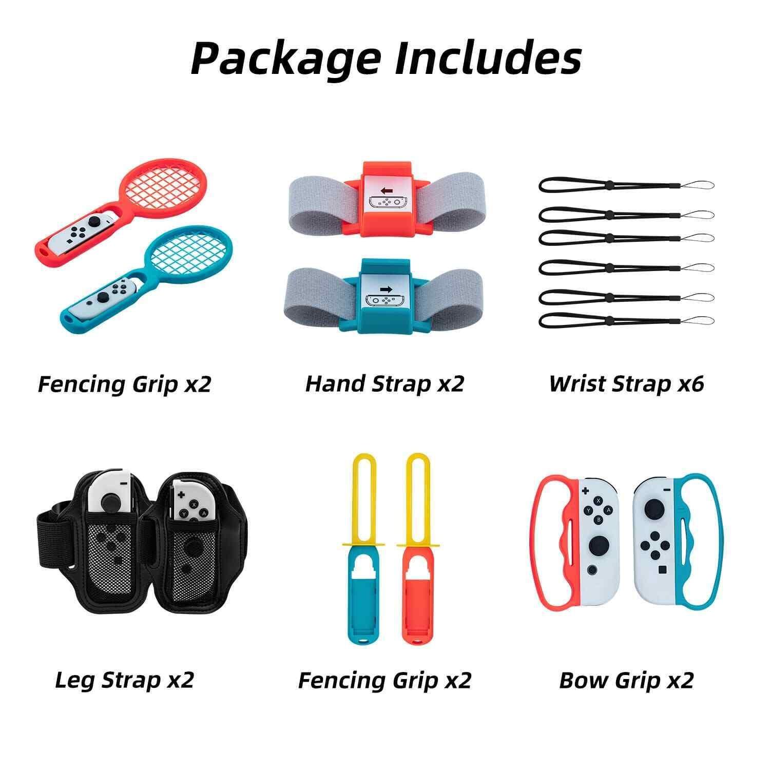 

10 в 1 набор аксессуаров для спортивных игр для Nintendo Switch / Switch OLED Joy-Con Package:35*6.5*21.5cm