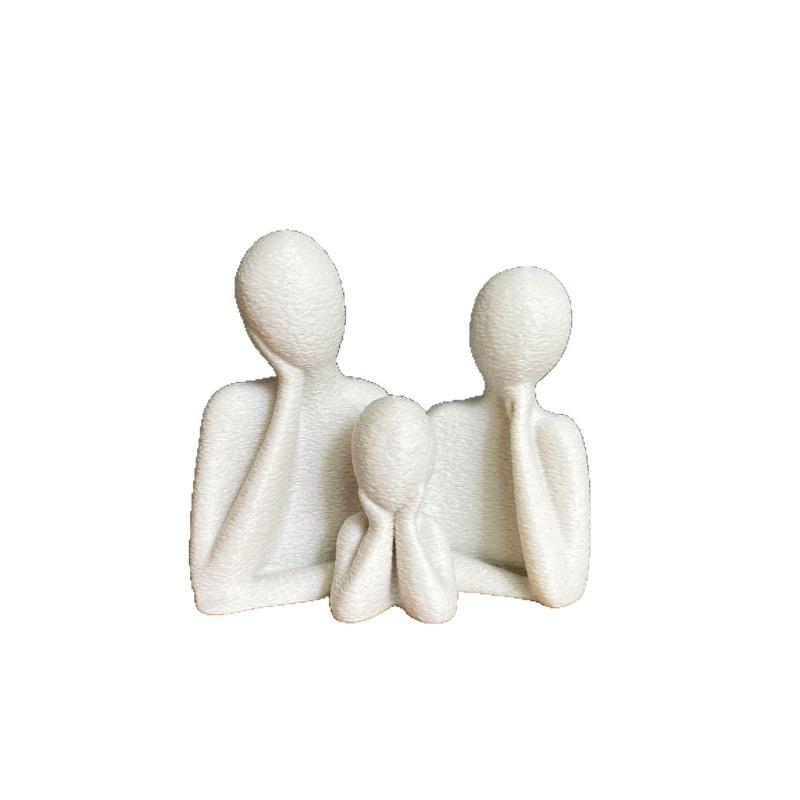 

Family of Three Figurine Warm Trio Statue Home Decor for Living Room Bookshelf Wine Cabinet Ornament 10x5x9.2cm белый