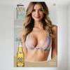 Sexy Bikini Woman with Corona Extra Beer Tin Sign Vintage Metal Poster for Bar Pub Home Wall Decor, Light Brown Wavy Hair Toned