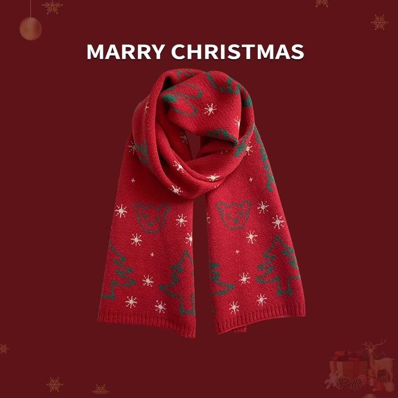 Fular de copii toamnă și iarnă nou Crăciun pentru bărbați roșu cald lână pentru copii fular tricotat fete fular gros