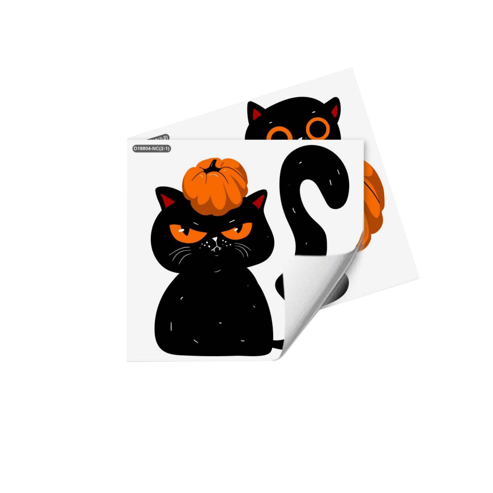 

Хэллоуин Тема Наклейки на стену Мультяшный Кот Тыква Смерть Тыква Собака Креативные Двусторонние Видимые Статические Наклейки One Size