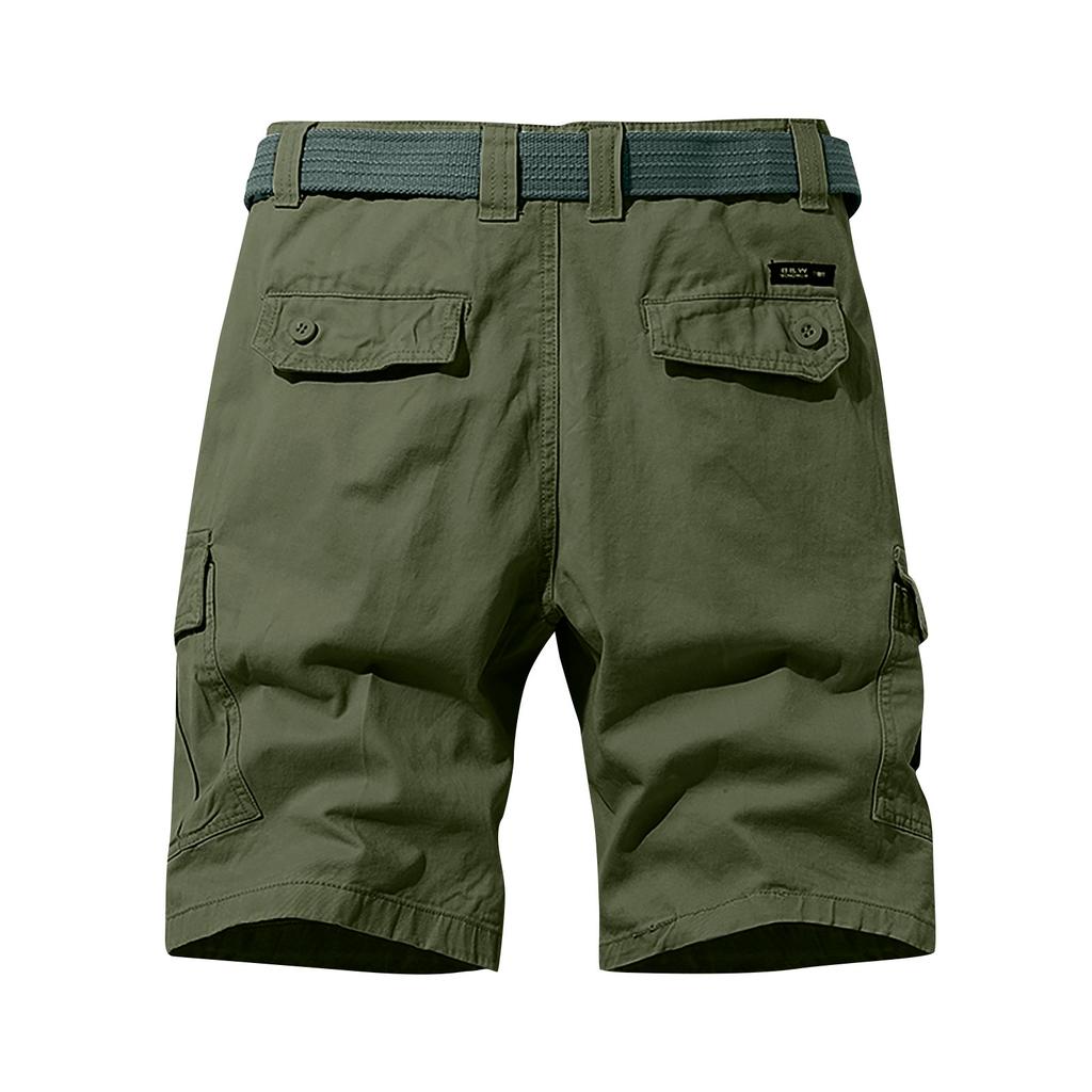 Men's Fashion  Color Multi-Pocket Pants Cotton Shorts Overalls Shorts