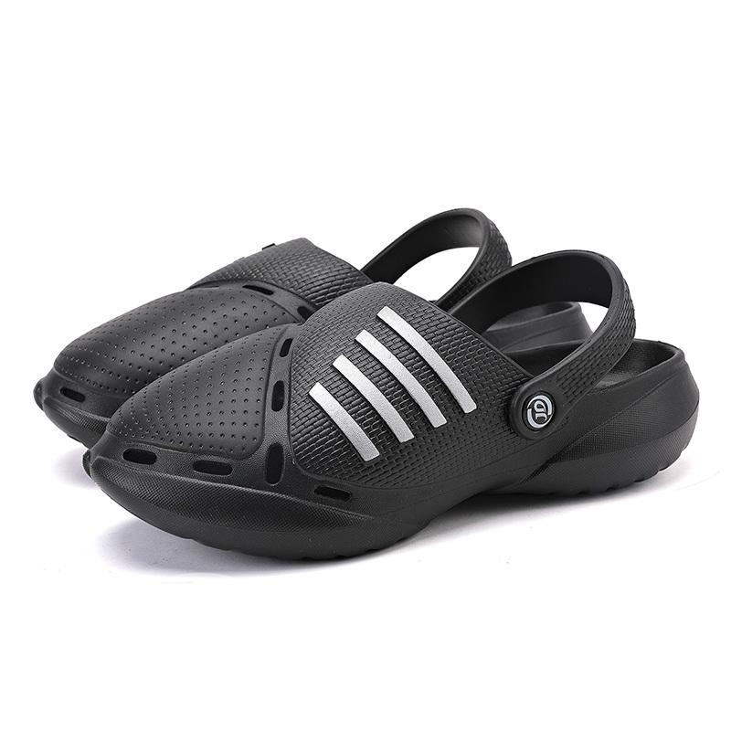 Летние мужские пляжные сандалии, сабо, женские повседневные тапочки, дышащие садовые сандалии, нескользящая обувь цвета морской волны, парная обувь для воды на платформе 40-41 чёрный