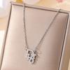 Women's Silver Titanium Steel Necklace with Micro-Inlaid Zircon - Elegant, Durable Clavicle Chain Jewelry