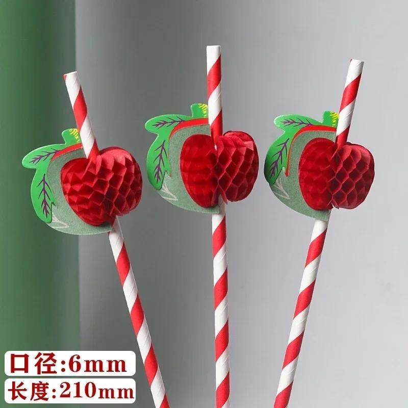 50PCS Disposable Biodegradable Paper Straws Food Grade Festival Decoration Party Desserts Juice Beverages Creative Styling Straw