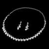 Korean Edition Fashion Elegant Lightning Copper Sparkling Diamond Round Pearl Luxury Bridal Jewelry Necklace Earrings Set Women's