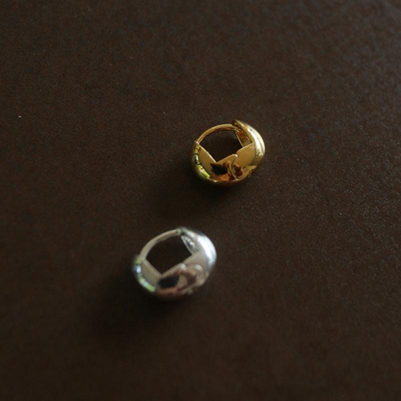 

modernlike 14k gold-filled silver wide bean one-touch earrings Yellow Gold