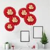 6pcs FU Character Wall Clings Decorative Fu Hanging Paper Fan for Festival Wedding Birthday Party Calligraphy Style