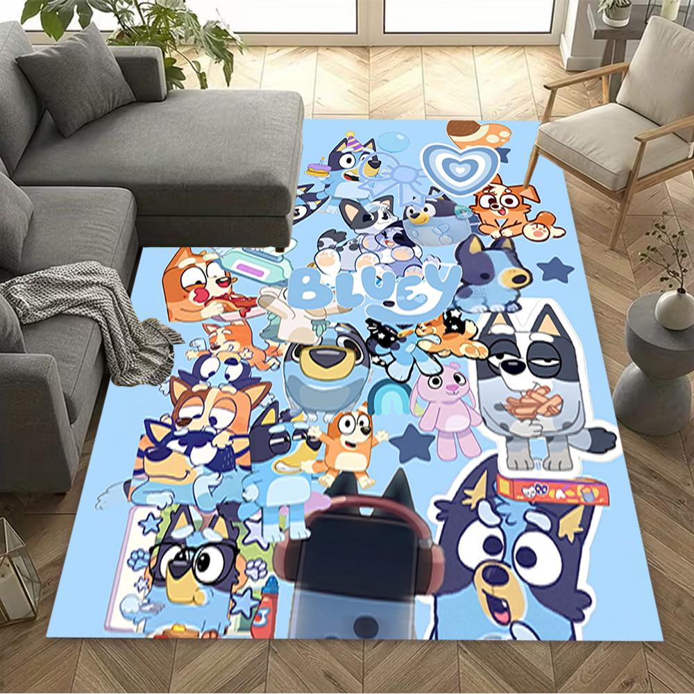 Bluey Bingo Adventure Floor Mat Suitable for Dormitory Decorate room Kitchen Game Room Antislip Carpet Anime Office Decor