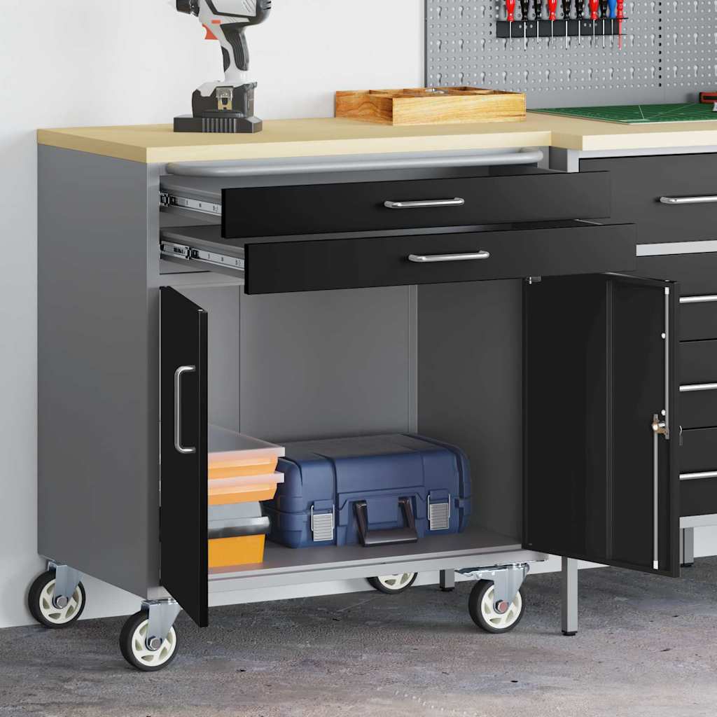 Rollender Werkstattwagen Schwarz und Grau 75 x 45 x 85 cm
