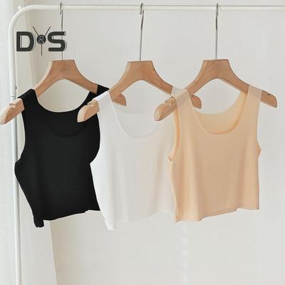 Seidige Tanktops für Damen, elastisch, kühlend, ärmellos, Basic-Shirt, ultradünn, nahtlos, Cami-Crop-Top