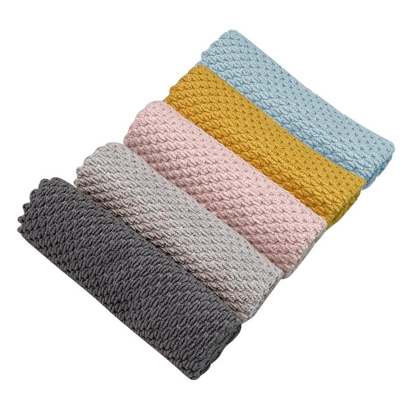 Corn kernel dishwashing cloth, thickened water absorbing and oil removing ultra-fine fiber kitchen towel, cleaning cloth 5pc