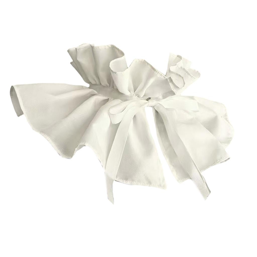 Luxurious Ribbon Ties Ruffle Detachable Faux Collar Vintage Fashion Neckwear Pleated Shawl Cape for Formal Party Outfit
