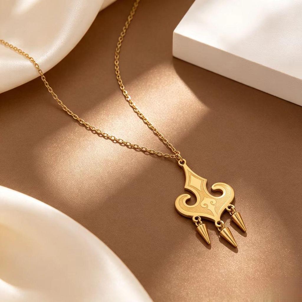 Iris Engraved Titanium Steel Tassel Cone Pendant Necklace - Versatile, High-End, Non-Fading Accessory.