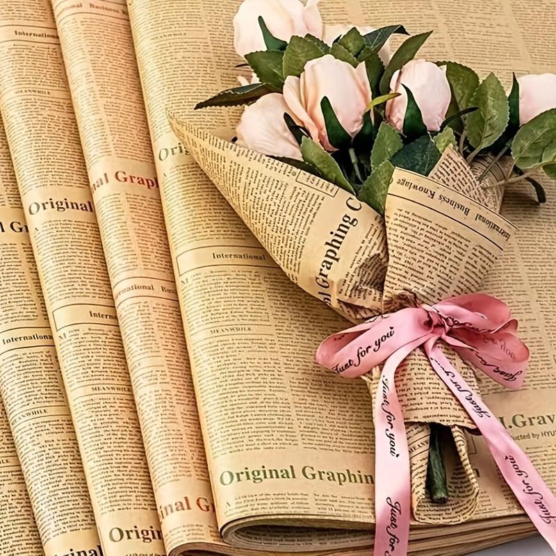 10 sheets Vintage Newspaper Paper, Floral Wrapping Paper,Handmade Gift Wrapping Paper,Suitable for Crafts,Gifts,Bouquet Supplies