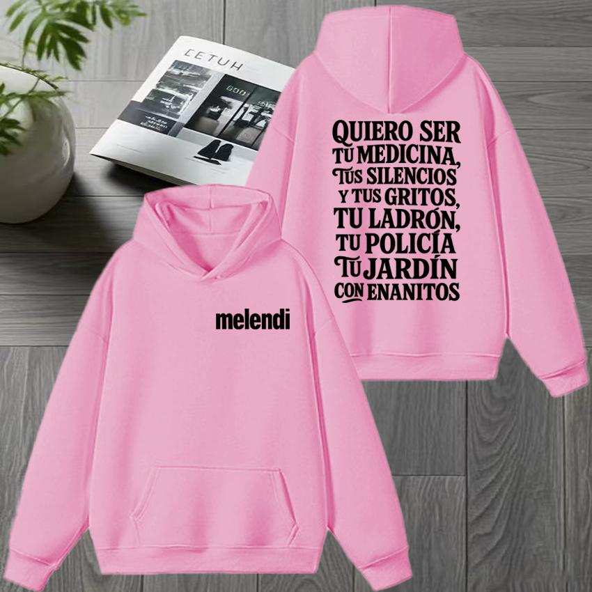 Melendi Jardín Con Enanitos Double Sided Printed Winter Hoodie Vintage Streetwear Women Casual Sweatshirt