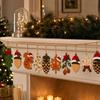 Flat Wooden Christmas Hanging Ornaments with, Set of 8 for Holiday Tree Decor
