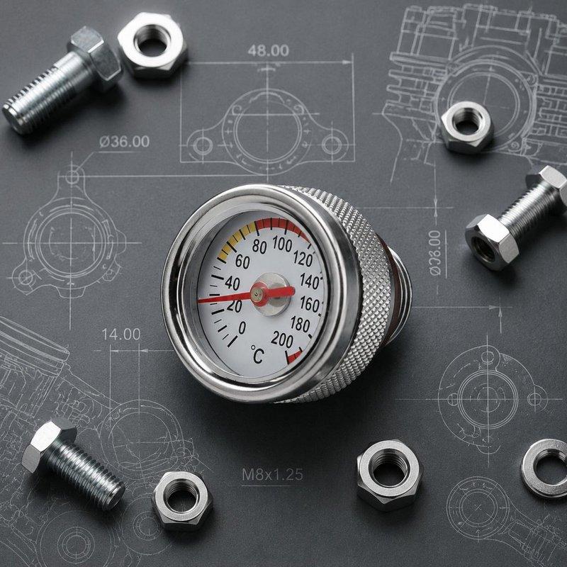 Motorcycle Oil Temp Gauge Compact Engine Temperature Gauge M20 1.5 Oil Thermometer Heat Resistant for Motorcyclists