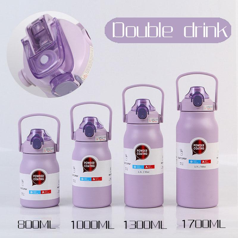 1.3L/1.7L Large Capacity Thermo Bottle Stainless Steel Thermal Thermo Water Portable Vacuum Mug Thermos Insulated Cup Tumbler