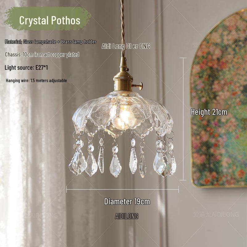 American Retro Crystal Chandelier for Hallway, Bedside, Balcony, and Cloakroom.