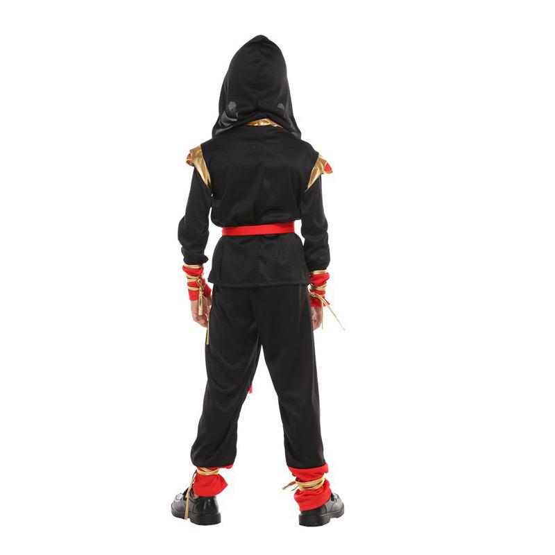 Carnival Boys Child Ninja Costume Role Play Assassin Samurai Warrior Hooded Suit Kids Halloween with Ninja Sword Fancy Dress Up