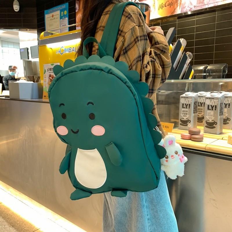 Lovely Girl's Nylon Backpack With Fun Dinosaur Design Spacious And Wear-resistant Fashionable School Bag