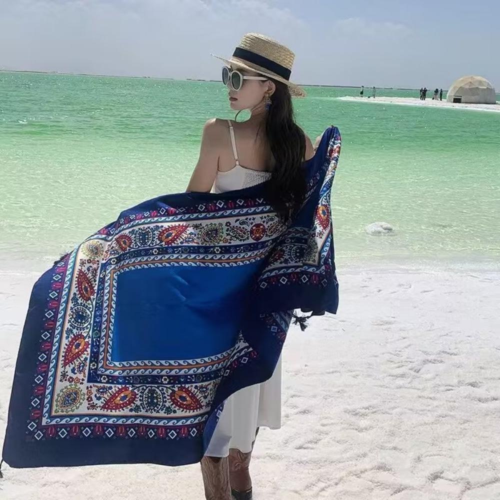 Chaka Salt Lake Great Northwest Tourism Ethnic Style Scarf Silk Scarf Women'S Summer Seaside Beach Shawl Sunscreen Thin