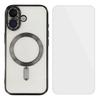 For iPhone 17 Magnetic Case CD Veins Glass Lens Guard TPU Phone Back Cover with Screen Film
