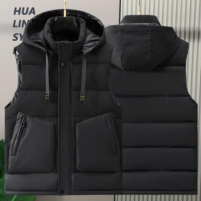 Plus Size S-8XL Autumn Sleeveless Jackets Men Waistcoat  New Fashion Men's Warm Vest Hooded Korean Style Padded Coats