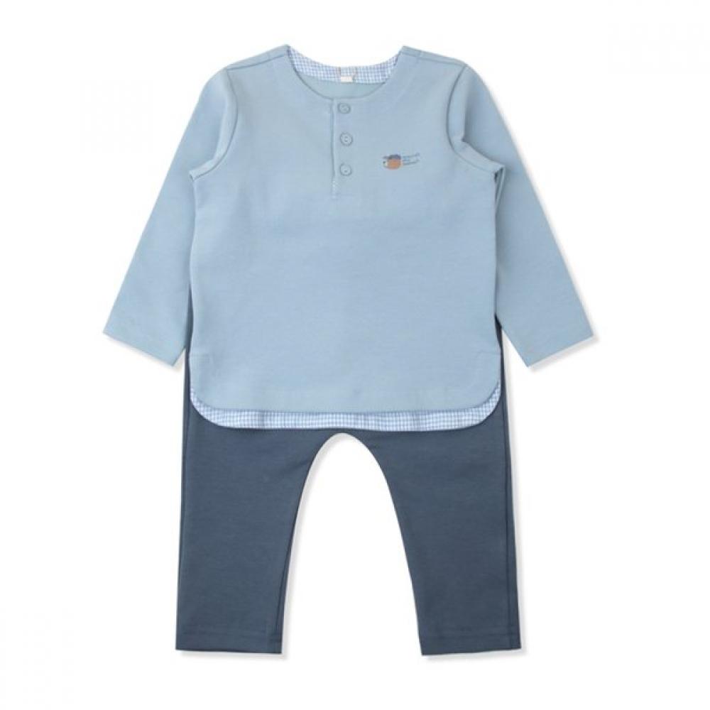 Organicmom Natural Blue Long Sleeve Bodysuit Mhstes01 No. 110