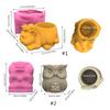 Mother and Son Cat Owl Silicone Mold Flower Epoxy Resin Casting Mold Succulent Vase Cement Mold Candle Holder Mold
