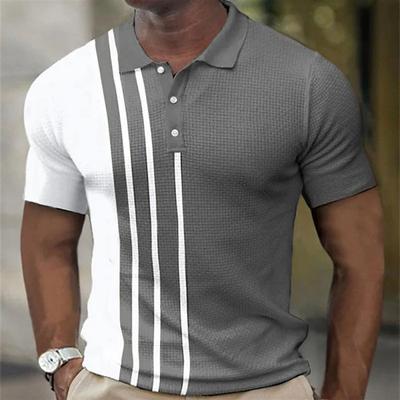 Sommer Neu Herren Bedrucktes Modisches Kurzarm Revers Gestreiftes Poloshirt
